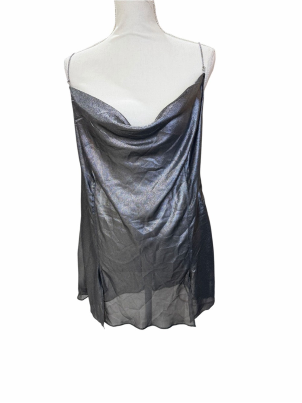 Women's Savage x Fenty Backless Chain-Strap Lingerie Dress Size 1X Silver/Black